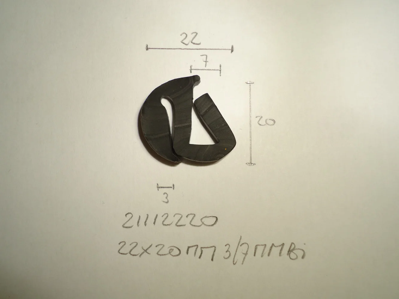 Raamrubber 22x20mm 3-7mm bi - Dsc04483 - 21112220