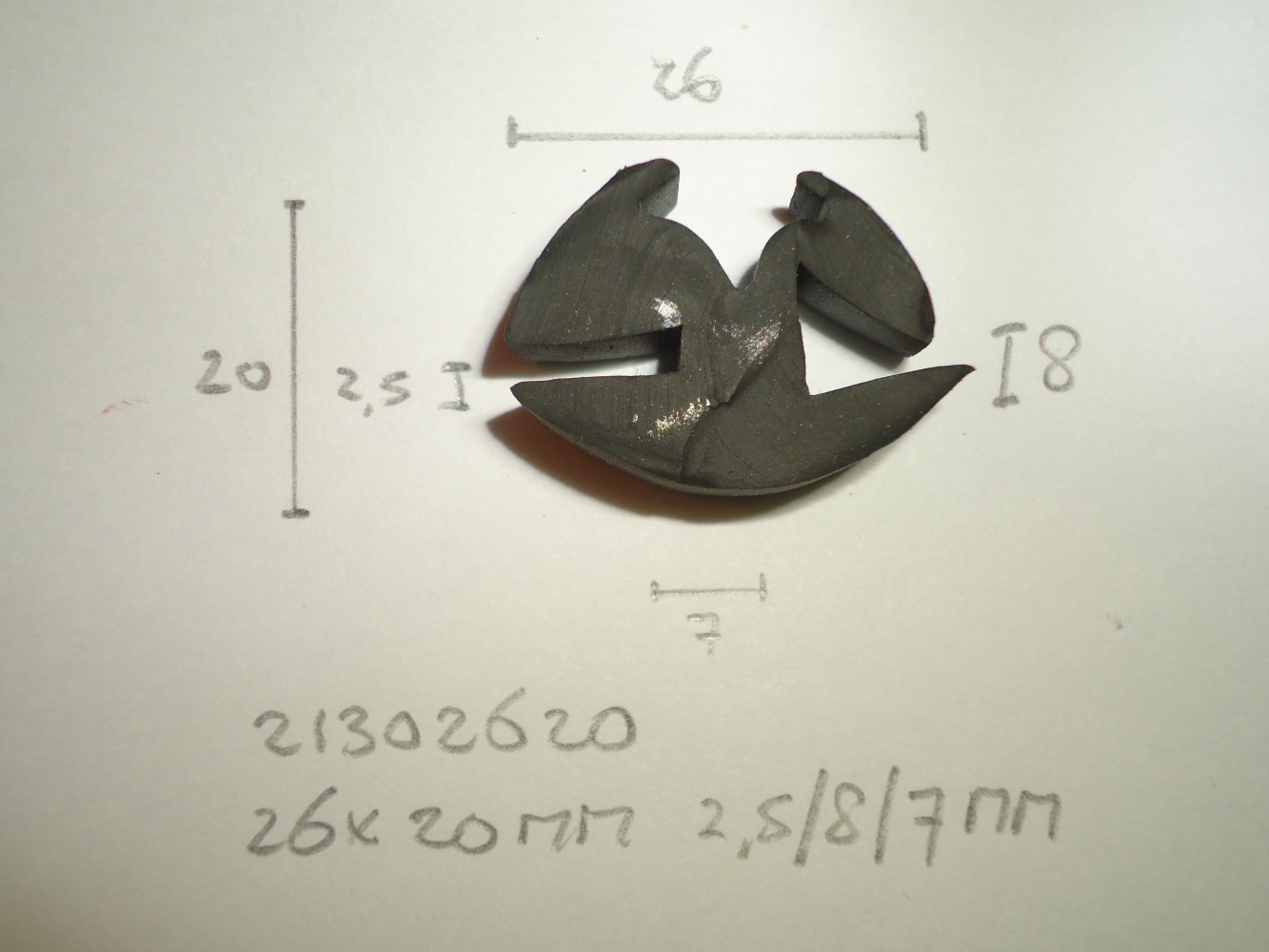 Raamrubber 26x20mm 2.5/8/7mm - Dsc05259 - 21302620